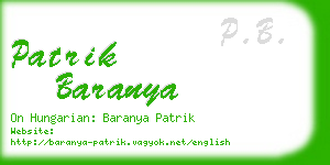 patrik baranya business card